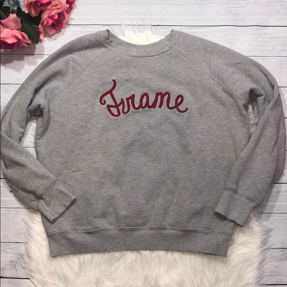 Frame Denim Gray Old School Embroidered Sweatshirt - Picture 2 of 8